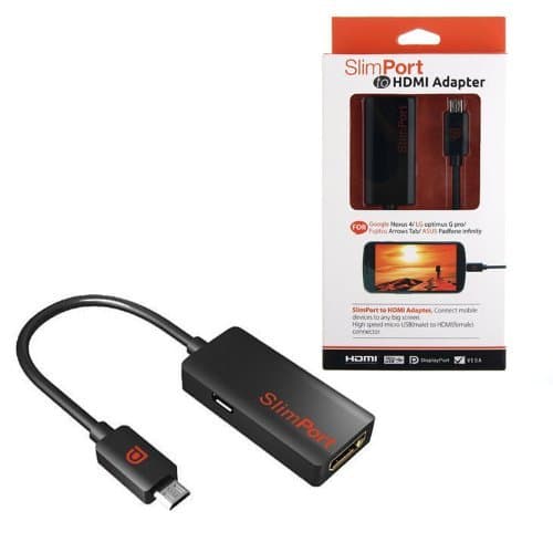 SlimPort Adapter for Google Nexus 7 Tablet! MyDP / Micro-USB to HDMI Adapter Connects Any MyDP Enabled Mobile Device and play content to any HDTV or HDMI Enabled device. (Black)