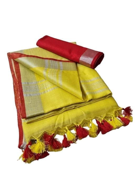 Accessorize KingdomHandloom Bhagalpuri Linen Cotton Saree for Women Perfect for Weddings, Parties, and Special Occasions Inspired by traditional Indian craftsmanship