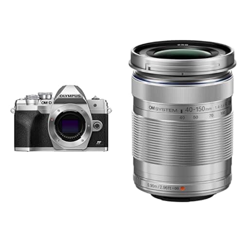 - Bundle of OM SYSTEM Olympus E-M10 Mark IV Silver Micro Four Thirds System Camera 20MP Sensor 5-Axis Image Stabilization 4K Video Wi-Fi + M.Zuiko Digital 40-150mm F4.0-5.6 R Silver, 3.75x Zoom Lens