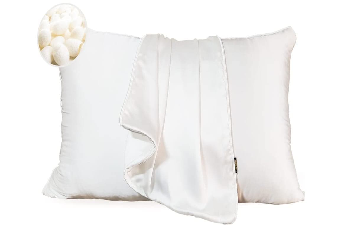 – Silk PillowCase 19 Momme 100% Pure Mulberry Charmeuse Silkpillow Good for Skin and Frizzy Hair. Handcrafted Self Piping allergenic resistant (Standard, White)