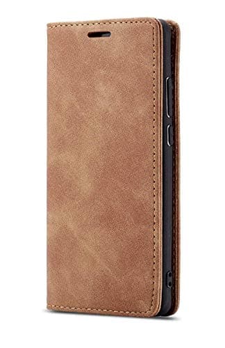 WHITBULL PU Leather Magnetic Premium Flip Cover with 2 Card Slot for Samsung Galaxy Note 10 Plus - Brown