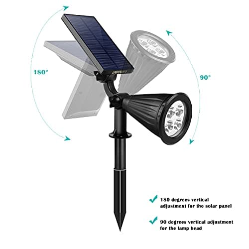 URPOWER Solar Lights 2-in-1 Solar Powered 4 LED Adjustable Spotlight Wall Light Landscape Light Bright and Dark Sensing Auto On/Off Security Night Lights for Patio Yard Driveway Pool