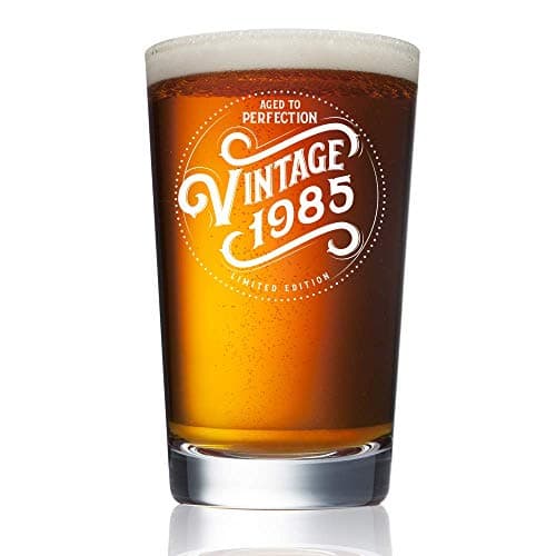 36th Birthday Gifts for Men Women - 1985 Vintage 16 oz Beer Pint Glass - 36 Year Old Gifts for Beer Lovers - Craft Beer Gifts for Men Women - Drinkers Gifts - Gag Funny Humorous Unique Personalized