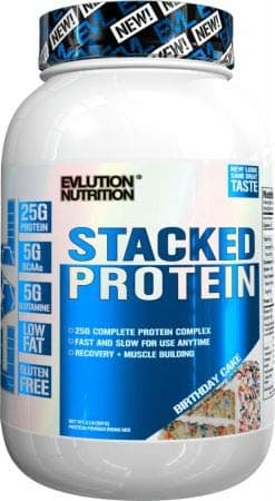 Evlution Nutrition Stacked Protein Powder with 25 Grams of Protein, 5 Grams of BCAA's and 5 Grams of Glutamine - 1.81 kg (Chocolate Decadence)