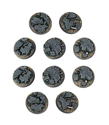 War Torn City Rubble Round Bases x 10 (25mm) - 28mm Scale