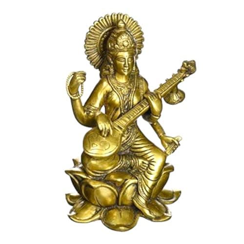 Astadhatu- Brass Shree Maa Saraswati Idol (3 Inch Height), Religious