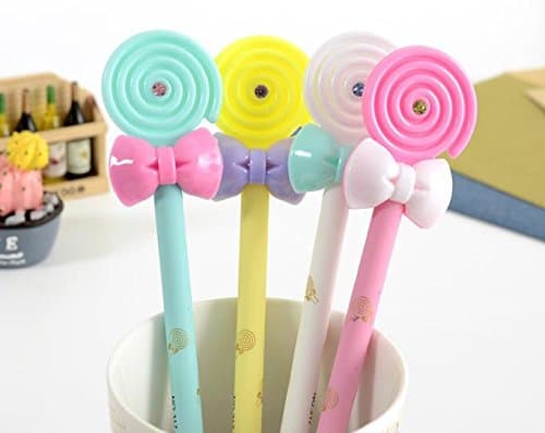 Set of 6 Cute Novelty Kawaii Cartoon Doughnut Design Black Gel Ink Rollerball Pens Prizes For Kids School Teens