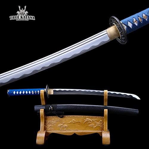 TRUEKATANA Blue Flame Theme Handmade Full Tang Real Japanese Wakizashi Samurai Swords