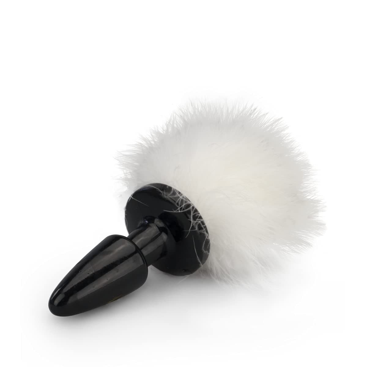 LOVE AND VIBESFluffy White Pompom Rosebud Butt Plug