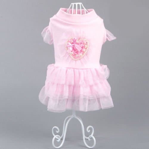 Dog Luxury Princess Pearl Lace Wedding Dress Pet Skirt Clothes Apparel M