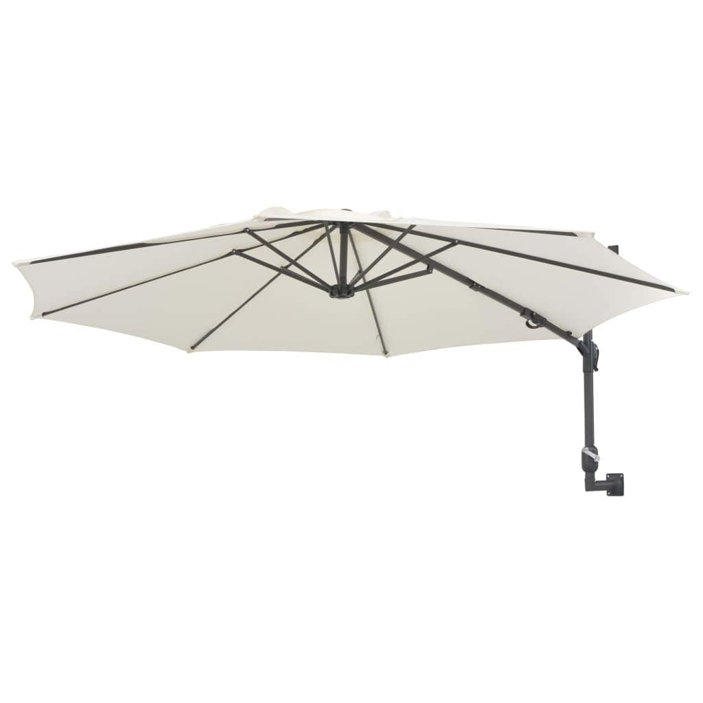 Tidyard Wall-Mounted Parasol with Metal Pole Garden Umbrella Sand 300 x 131 cm (Diameter x H)