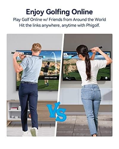 PHIGOLF Home Golf Simulator, Enjoy Interactive Golf with Smart Motion Sensor and Swing Stick for Indoor and Outdoor Fun - Compatible with Android, iOS, App, E6 Connect