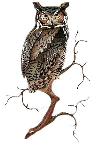 Wall Sculpture - Great Horned Owl On Branch
