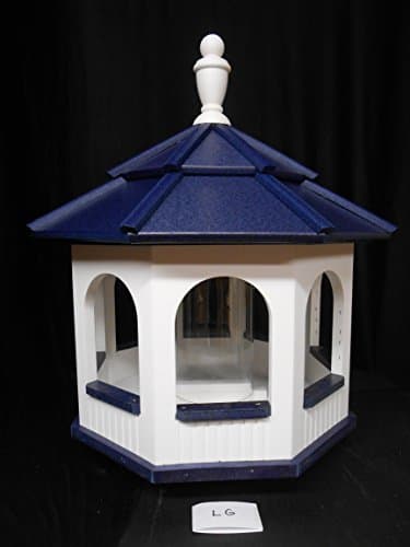 Large Gazebo Vinyl Bird Feeder Amish Homemade Handmade Handcrafted White & Blue