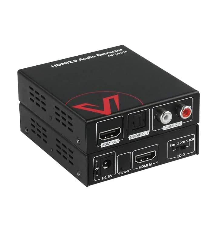 HDMI Audio Extractor Converter, 4K@60Hz HDMI to Toslink SPDIF + RCA(L/R) Stereo Analog Out, Audio EDID Management, HDR10, HDCP 2.2, 18Gbps Bandwidth, AV Access HDMI 2.0 Audio Splitter