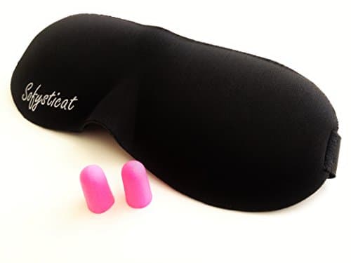 Sleep Mask & Ear Plugs - Best Sleeping Mask & Hearing Protection for Women & Men/Luxury Silky 3D Contoured Breathable Cute Eye Mask also for Travel, Yoga, Migraine/Blocks Light/Sound muffling plugs