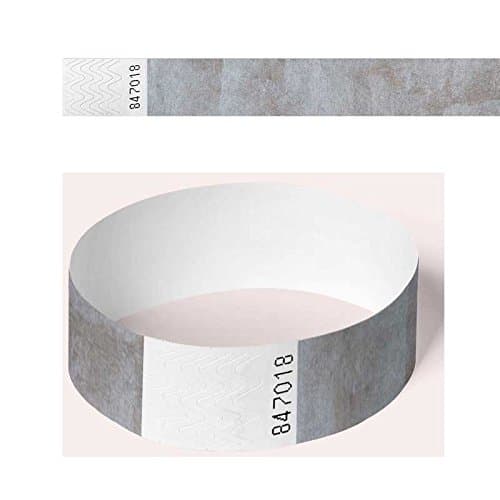 100 Pack of 1" Silver Tyvek Wristbands, Plain, Paper Like For Parties, Security, Festivals and Events