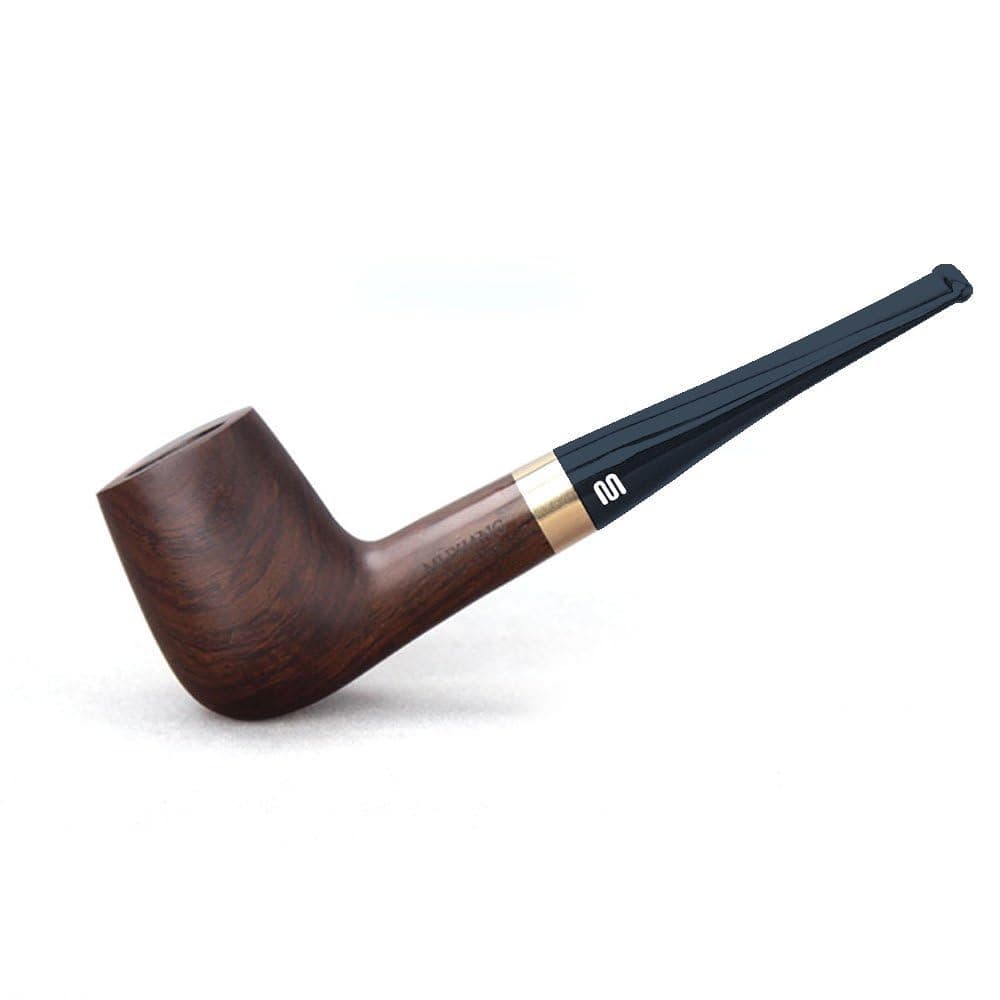 Ebony Wooden Pipe - Straight Tobacco Pipe with 9mm Filter and 10 Pipe Cleaning Tools