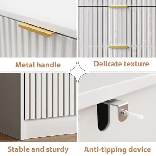 MAISONARIA White Dresser for Bedroom, 8 Drawer Double Dresser, Modern Chest of Drawers for Bedroom, Living Room, Entryway and Closet, 55" L x 15.7" D x 37.4" H