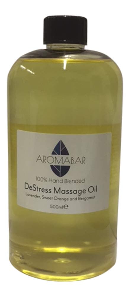 Aromabar De-Stress Massage Oil 500ml with Lavender, Sweet Orange and Bergamot - Oil - Unisex - Adults, Stress Relief Seekers
