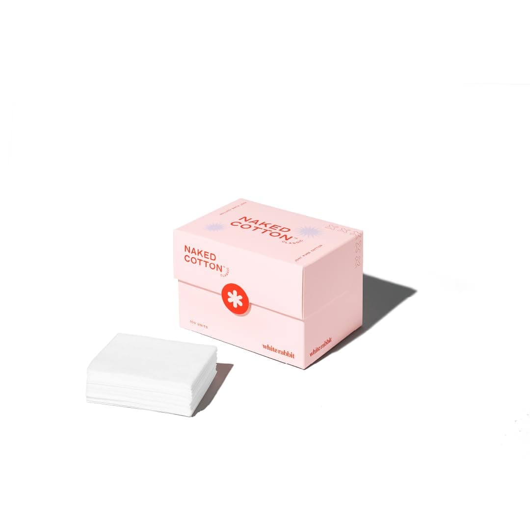 Naked Cotton Classic – Premium 100% Cotton Pads for Toner Use, Makeup Remover, and Masks | Unbleached, Lint-Free, Extra Soft | Korean Skin Care Product (100 Count)