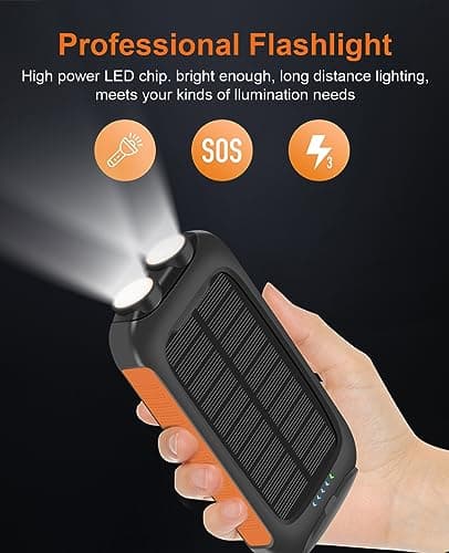 YELOMIN Solar Charger, 38800mAh Solar Power Bank, Outdoor Portable Charger, External Waterproof Battery Pack 5V/3.1A Fast Charger Type C Ports with LED Flashlights, Perfect for Travel Camping