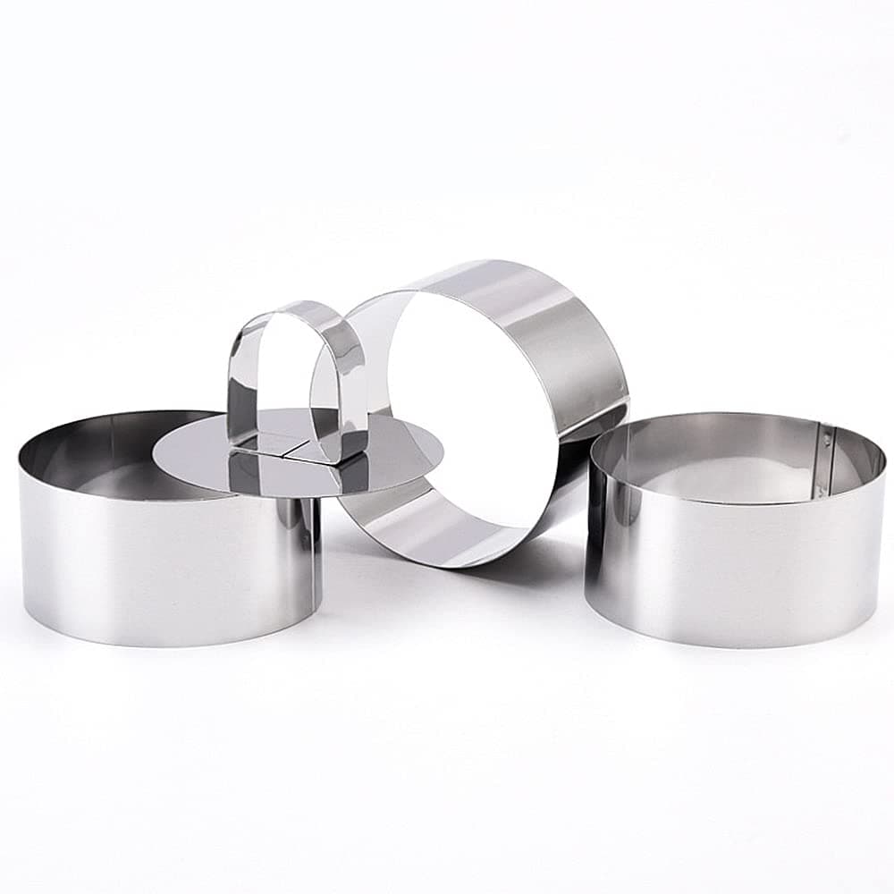 Rings Molds with Press Set, Guowall Cake Molds for Mousse Cake Dessert and Cooking Rings Biscuit Cutter Round Shape