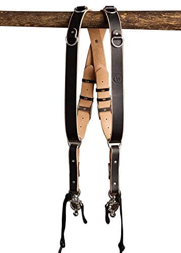 HoldFast Gear Money Maker Bridle Leather 2-Camera Harness Black, Hardware, Medium