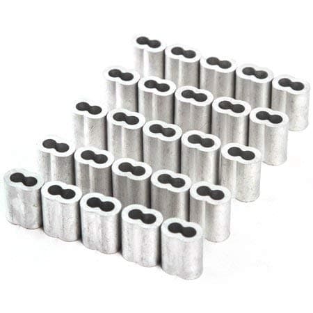 REKOBON 1/16" Cable Ferrule 100PCS, Aluminum Crimping Loop Sleeve for Wire Rope