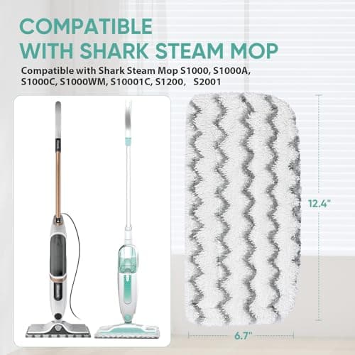 6 Pack S1000 S2001 Steam Mop Replacement Pads for Shark S1000 S1000A S1000C S1000WM S10001C S1200 & S2001 SteamSpot Steam Mop
