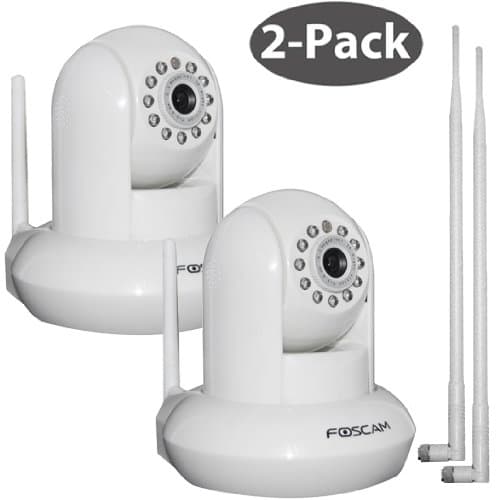 Foscam FI8910W White 2-Pack Pan & Tilt Wireless IP Camera with 9dbi Antennas