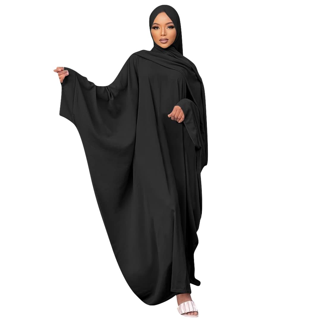 IKADEX Muslim Dress for Women Pakistani Kaftan Abaya Robe + Hijab Arabic Islamic Prayer Clothes Dubai Outfits