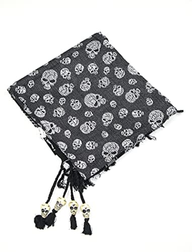 Black & White Skull Scarf for Men and Women - Cotton square skull desert scarves