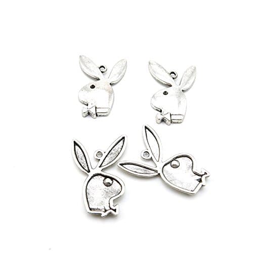 10 x Antique Silver Tone Jewelry Making Charms Findings Handmade Necklace Bracelet Bulk Lots Supplier Supply Crafting L1OH0 Playboy Rabbit