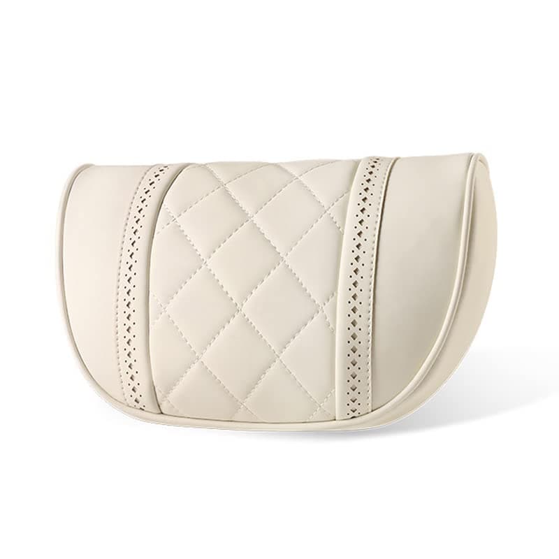 Luxury Car Neck Pillow Car Travel Neck Rest Pillows Seat Cushion Support Napa Leather for Mercedes Benz S-Class headrest （Beige）