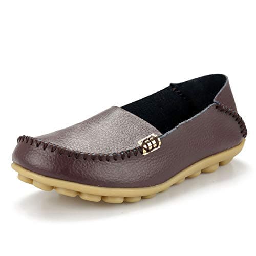 FUDYNMALC Womens Casual Leather Flats Comfortable Silp on Moccasins Wild Driving Loafers Breathable Walking Shoes