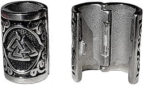 VALHALLA Valknut Hair Beads Opener, Viking Beard Bead 316L Steel Silver Stainless Steel Large, Symbol of Warriors