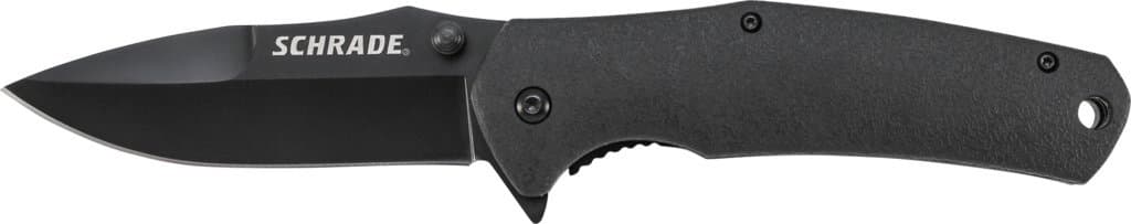 Schrade SCH003 8.2in High Carbon S.S. Folding Knife with 3.5in Drop Point Blade and Polymer Handle for Outdoor Survival, Camping and EDC