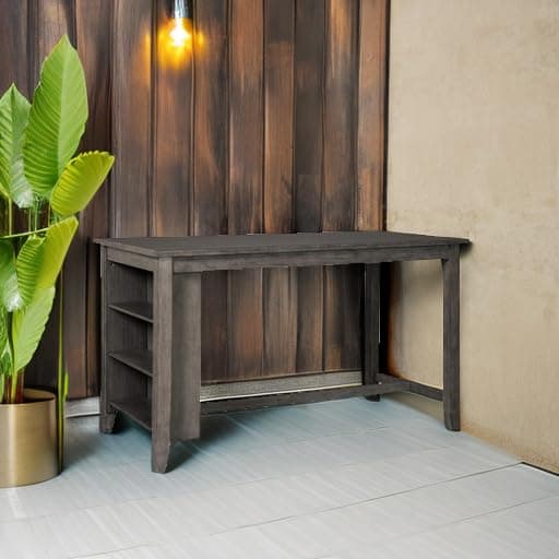 Signature Design By Ashley - Rokane Rectangular Dining Room Counter Table w/Storage - Casual Style - Brown