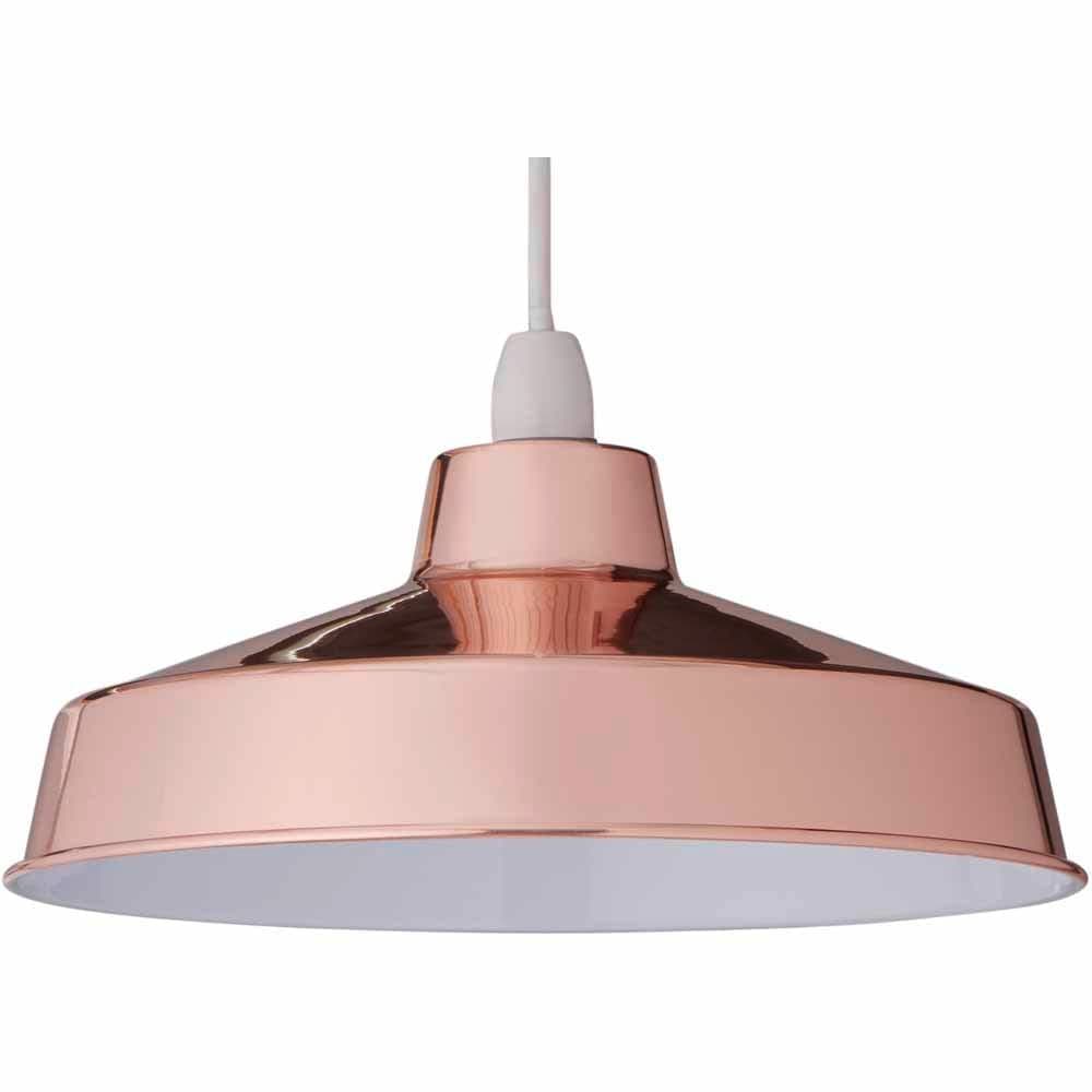 wilko Copper Large Galley Pendant Shade, Steel Lampshade, Sleek Contemporary Pendant Shades