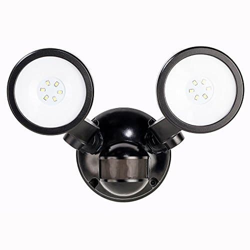 Defiant180 Degree Black Motion Activated Outdoor Integrated LED Twin Head Flood Light