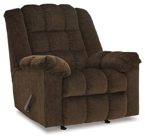 Signature Design by Ashley Ludden Ultra Plush Manual Rocker Recliner with Tufted Back, Dark Brown