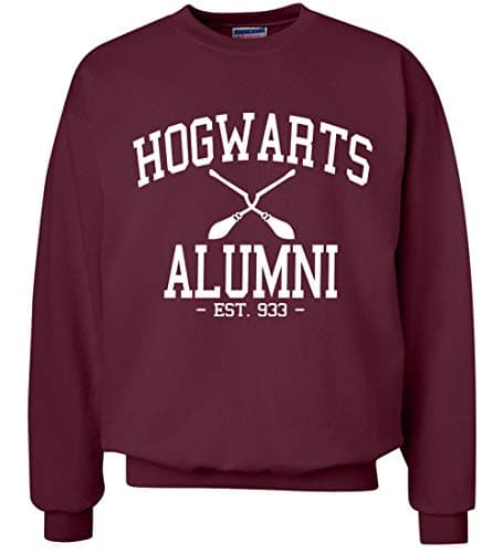 Hogwarts Alumni Harry Potter Unisex Crewneck Sweatshirt - Unisex - Super Comfy (XL, Maroon w/ White Ink)