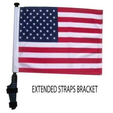 SSP Flags USA Flag EZ On & Off Extended Straps Bracket for UTVs or Wide Bar Golf Carts