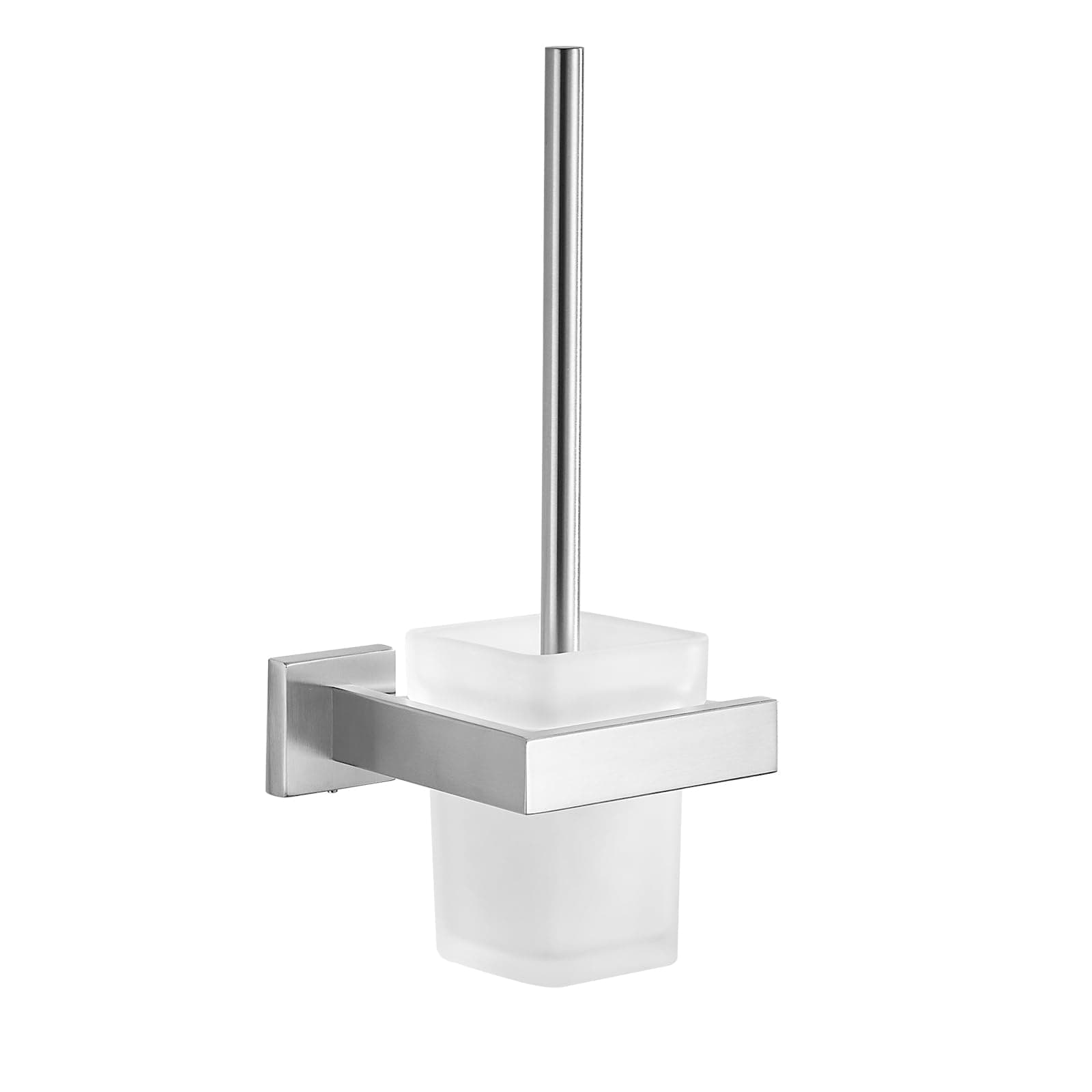 Toilet Brush Glass Wall Mounted Toilet Bowl Brush and Holder Toilet Brush Holder Bathroom Square Brushed Nickel