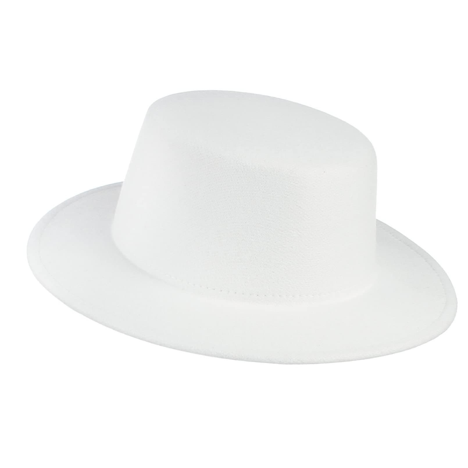 Women Ladies Classic Bowler Boater Hat Felt Flat Top Fedora Hat Derby Church Hat