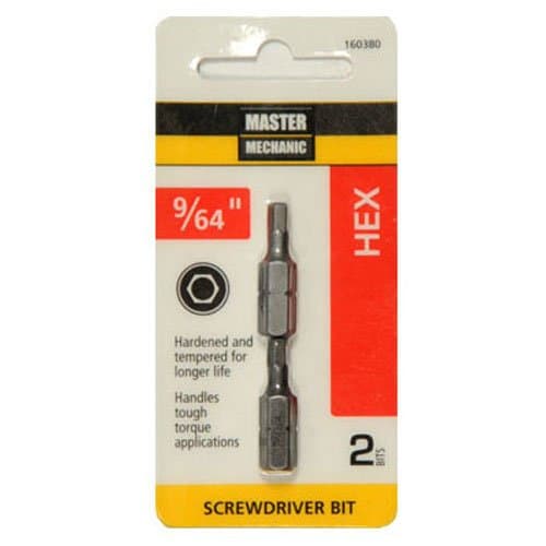 Master Mechanic 160380 9/64 -Inch Hex, 1 -Inch Insert Bit