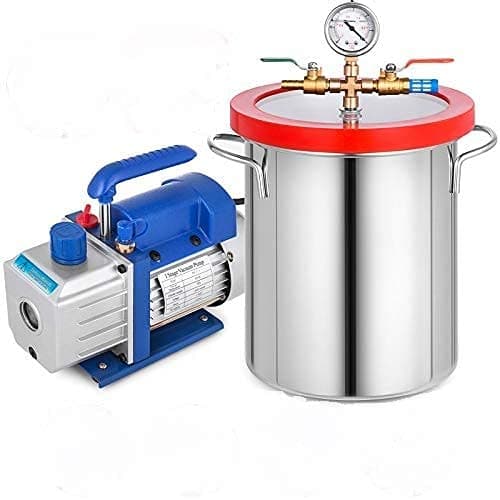 3CFM Vacuum Pump, Vacuum Pump Vacuum Equipment Pump 220V, Single Stage Vacuum Pump with 3 Gallon Vacuum Chamber