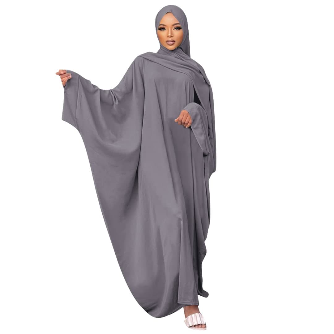 IKADEXMuslim Dress for Women Pakistani Kaftan Abaya Robe + Hijab Arabic Islamic Prayer Clothes Dubai Outfits