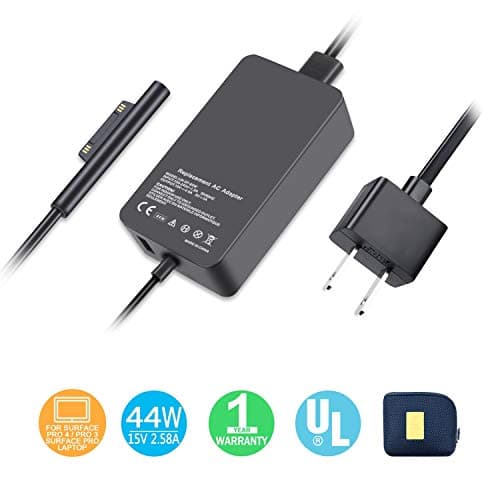 Surface Charger 44W Power Supply Compatible for Microsoft Surface Pro Surface Laptop Surface Pro 3 Pro 4 Surface Go & Surface Book with 2M/6.56 ft Extended Power Charging Cord and Free Carrying Pouch
